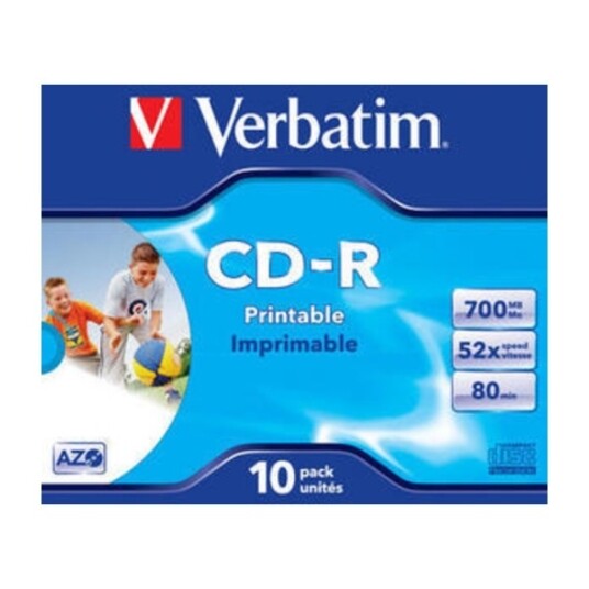 Verbatim CD R 700MB 52X 10PK Jc print Verbatim CD R 700MB 52X 10PK Jc print