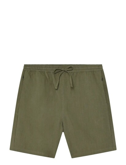 Knowledge Cotton Apparel Astral Comfort Linen Blend Shorts Khaki green S