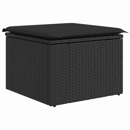 Hagesofa Set med lagring 6 pcs Svart Poly rattan