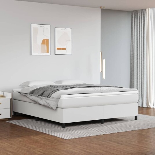 vidaXL Boxspring-sengeramme hvit 180x200 cm Super King kunstskinn