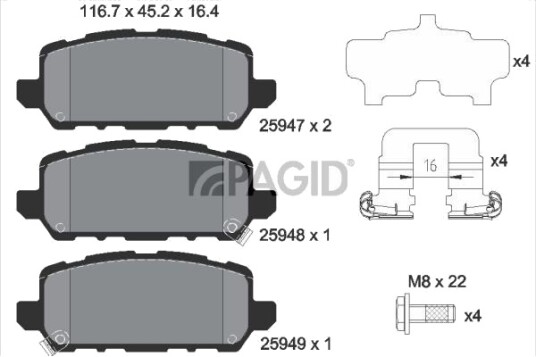 PAGID T2545N Bremseklosser