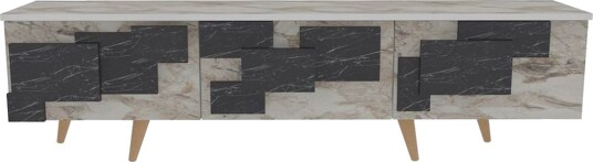 TV-bord Ticomannd Hvit / Marmor - Hvit / Marmor
