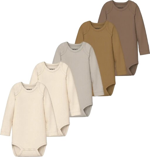 Name It Nbnbody 5P Ls Solid Rib Noos Brown 86
