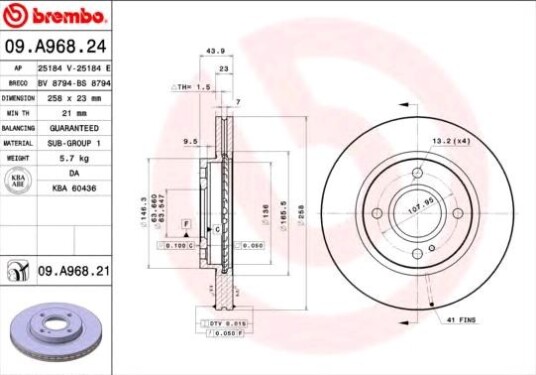 Bremseskive BREMBO 09.A968.24
