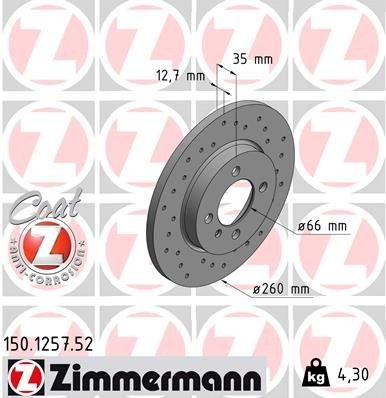 Bremseskive ZIMMERMANN 150.1257.52