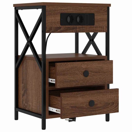  Nattbordskap 2 pcs brun eik 40 x 31 x 60 cm Konstruert tre