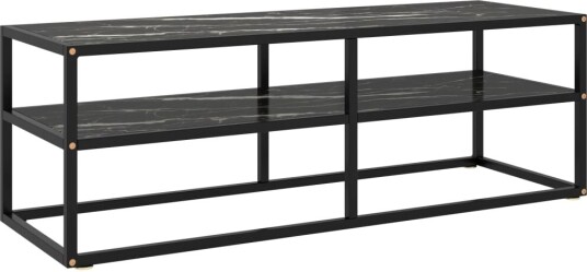 TV-benk svart med svart marmorglass 120x40x40 cm 8720286057902