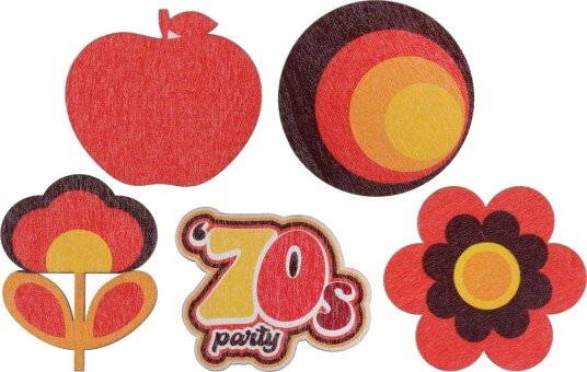10 stk  70 talls Retro Dekorasjoner i Treverk 70 Tallet 70s Party