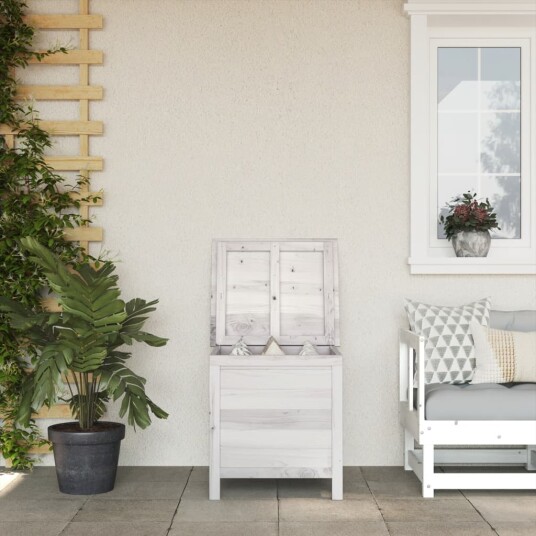 vidaXL Putekasse hvit 50x49x56,5 cm heltre gran