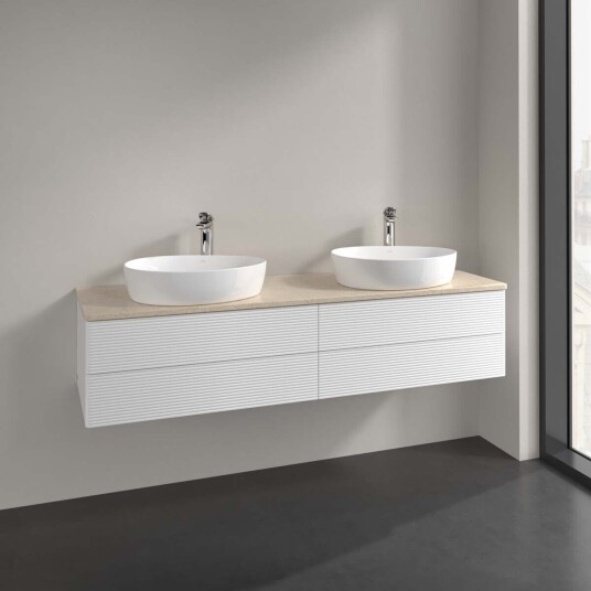 Villeroy & Boch Antao Servantskap med 4 skuffer 160x50x36 cm u/lys Hvit Matt/Crème