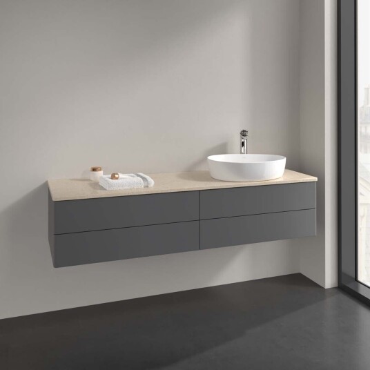 Villeroy & Boch Antao Servantskap med 4 skuffer 160x50x36 cm m/lys Antrasitt/Crème