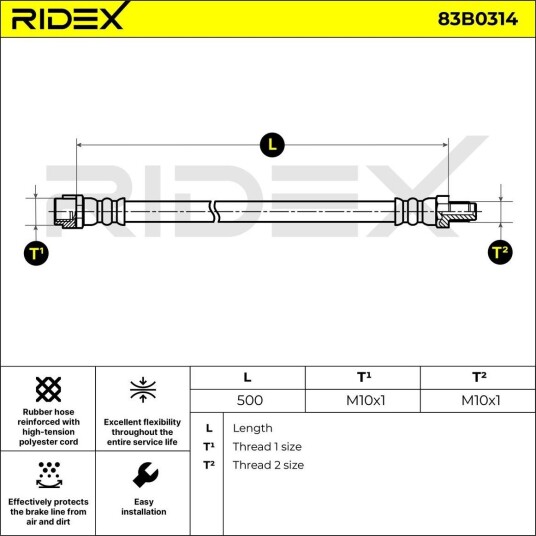 RIDEX 83B0314 Bremseslange