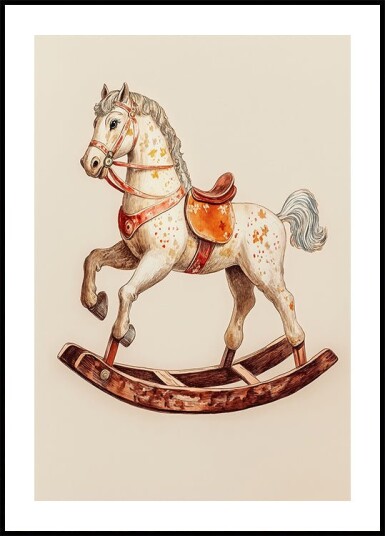 Vintage Rocking Horse Classic Wooden Toy Plakat Plakat / 40x50cm