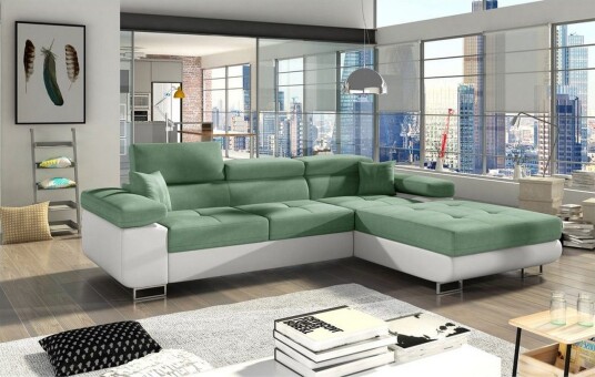 Seksjon Eltap Armando 289x85x203 cm Soro 34 Soft 17 Grønn Hvit Høyre