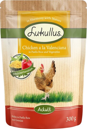 Lukullus Våtfôr Porsjonsposer I Paella Ris Og Grønnsaker Valenciana Kylling 6 X 300 G