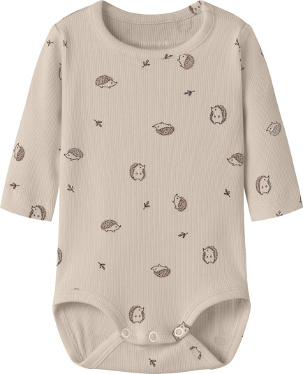 Name It Langermet Body i Jerseystoff med Print Beige Størrelse 50