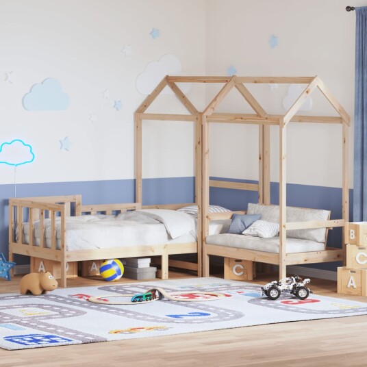 Sett med dagseng og benk med tak 90x200 cm heltre furu 8721102671708