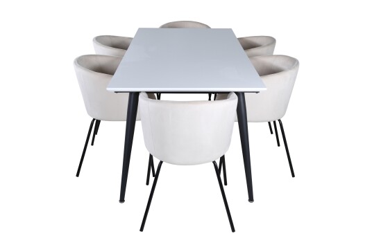 Venture Home Jimmy Matgruppe 195 cm Rektangulær med 6 Berit stoler Beige