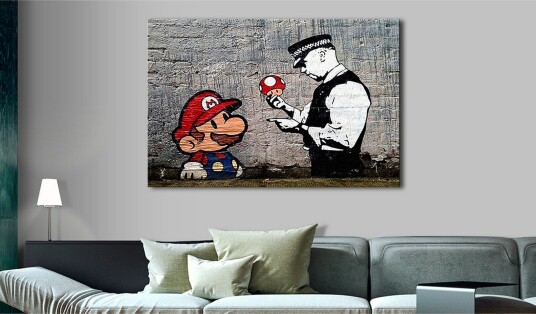 Tavle Mario And Cop By Banksy 120X80 Artgeist sp. z o. o.