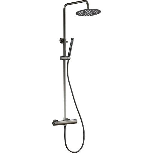 Zen Sanitary dusjsett, sort krom black chrome Ø25 cm