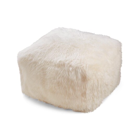 Natures Collection Puff Langhåret New Zealand Lærbakside Beige