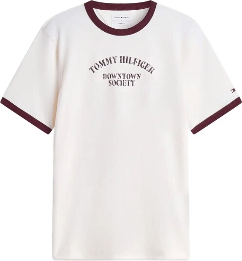 Tommy Hilfiger Graphic Varsity Ringer Tee   IVORY PETAL   XL