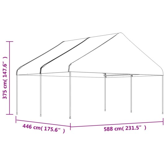 vidaXL Paviljong med tak hvit 4,46x5,88x3,75 m polyetylen