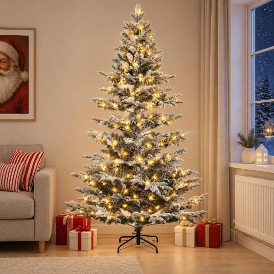 vidaXL Kunstig sammensatt juletre 240 cm 300 LED-lys Varmhvit