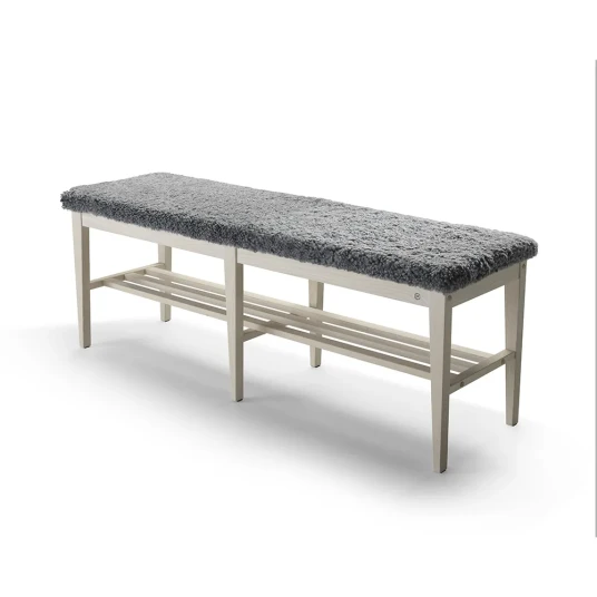 Oscarssons Möbel Nadja Bench 130 cm Hvitoljet ask/safeskinn Lysegrå Oscarssons Möbel Nadja Bench 130 cm Hvitoljet ask/safeskinn Lysegrå