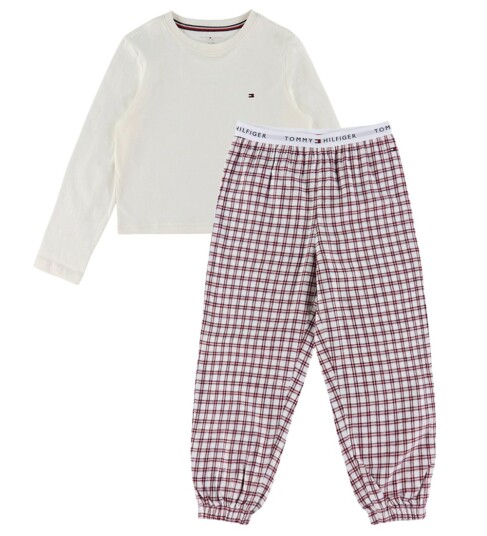 Tommy Hilfiger Ls Cuffed Pj Set Gifting - Cream - 128-140 Tommy Hilfiger Ls Cuffed Pj Set Gifting - Cream - 128-140