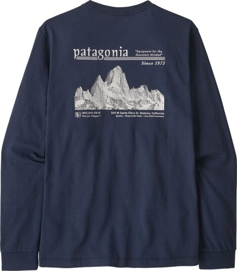 Patagonia M"s L/S MW Hut Tripper Skyline T Shirt New Navy