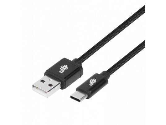 USB-USB C kabel 3 m. svart ledning