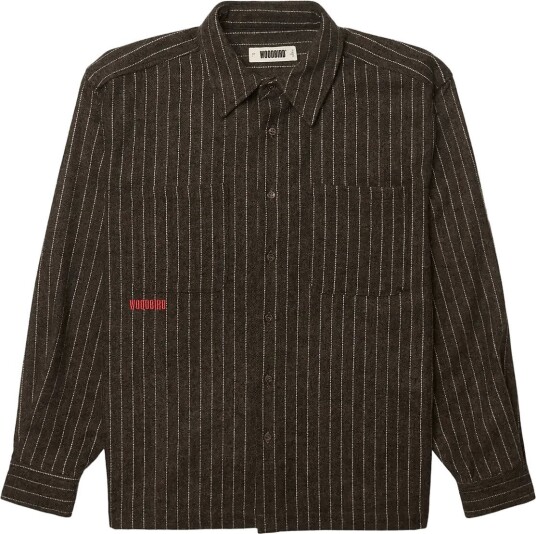 Woodbird Wbbuzo Herringbone Shirt   DARK OLIVE   S