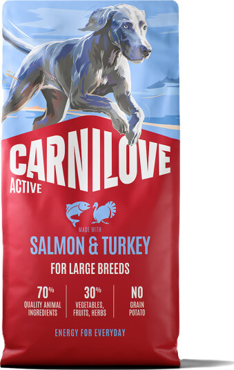 Carnilove Active Dog 4 kg Lakse- og Tyrkiskjøttfôr for Store Raser Carnilove Active Dog 4 kg Lakse- og Tyrkiskjøttfôr for Store Raser