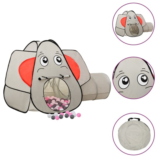 Vidaxl Leketelt for barn elefant med 250 baller grå 174x86x101 cm Vidaxl Leketelt for barn elefant med 250 baller grå 174x86x101 cm