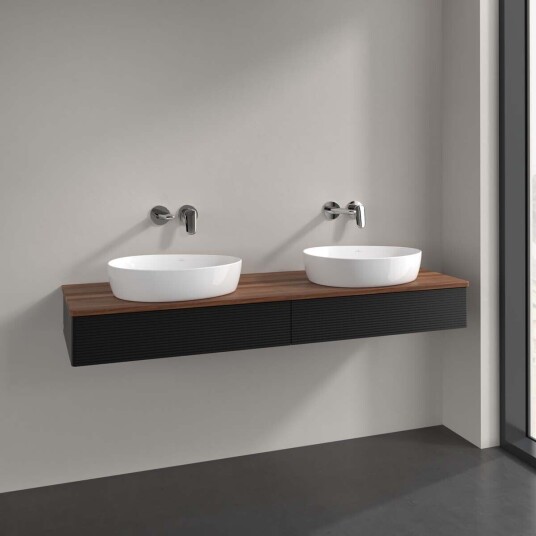 Villeroy & Boch Antao Servantskap med 2 skuffer 160x50x19 cm m/lys Sort Matt/Valnøtt Villeroy & Boch Antao Servantskap med 2 skuffer 160x50x19 cm m/lys Sort Matt/Valnøtt