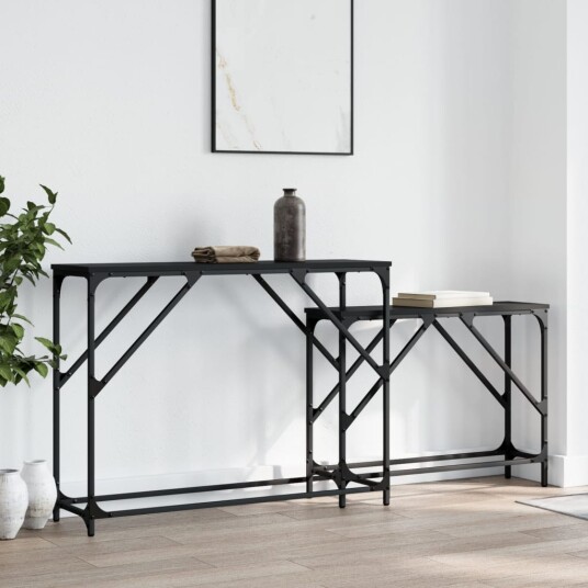 Stablebare konsollbord 2 stk svart konstruert tre 8721012195844