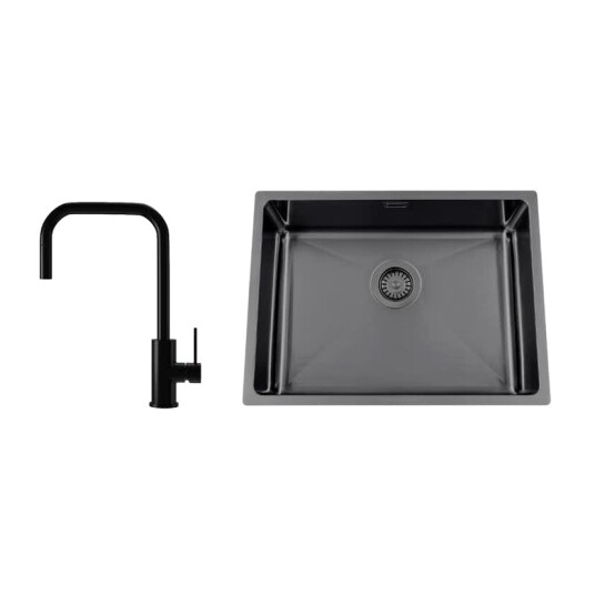 Kjøkkenvask Nordic Tech Titan 530 X med Kjøkkenbatteri Steel Accent Square D