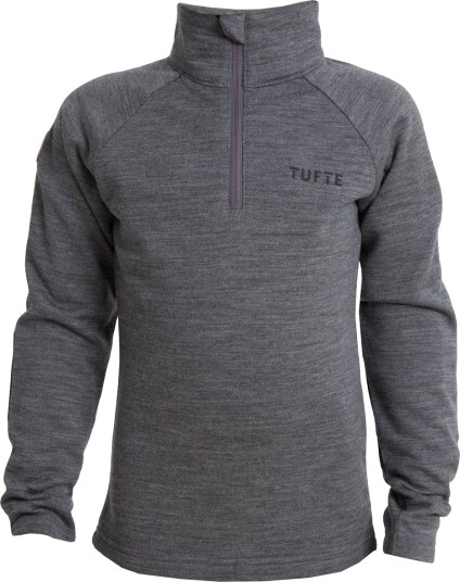 Tufte Wear Kids Wool Fleece Half Zip Dark Grey Melange / Blueberry 146 152 Tufte Wear Kids Wool Fleece Half Zip Dark Grey Melange / Blueberry 146 152