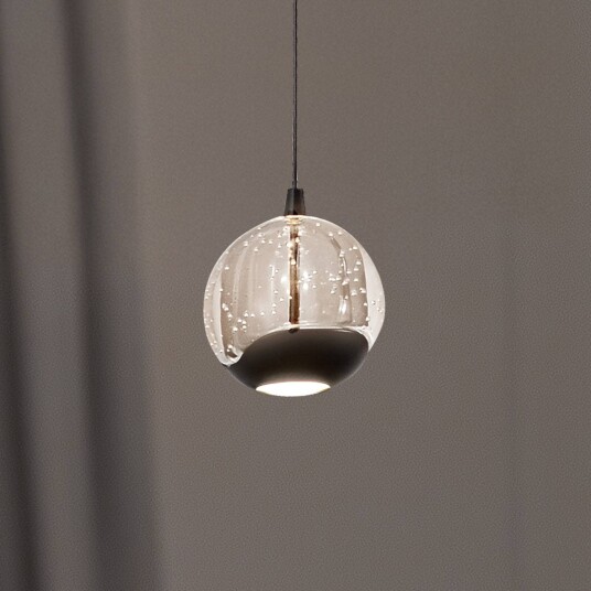 Lucande LED pendellampe Hayley svart 1 lyskilde glass