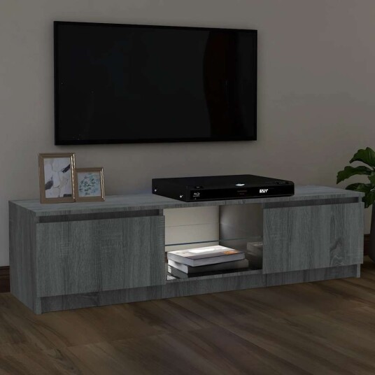 vidaXL TV-benk med LED-lys grå sonoma 120x30x35,5 cm vidaXL TV-benk med LED-lys grå sonoma 120x30x35,5 cm