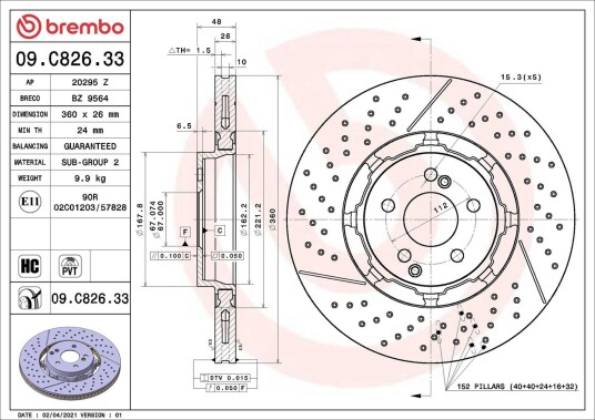 Bremseskive BREMBO 09.C826.33