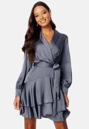 FOREVER NEW Mikayla Satin Mini Dress Dusty Blue 34 FOREVER NEW Mikayla Satin Mini Dress Dusty Blue 34