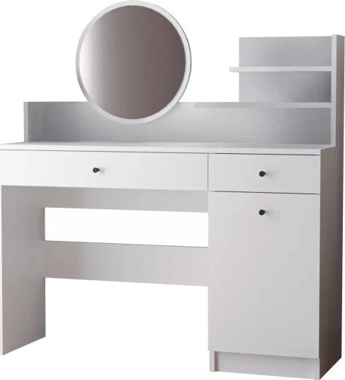 Fabrony sminkebord med speil 124 cm - Hvit