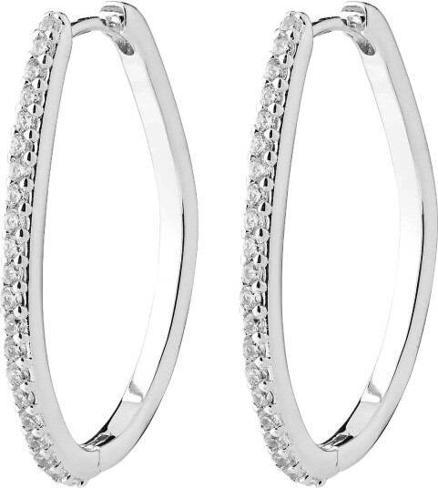 Pilgrim Root Hoop Earrings Silver Plated   SILVER PLATED   One Size