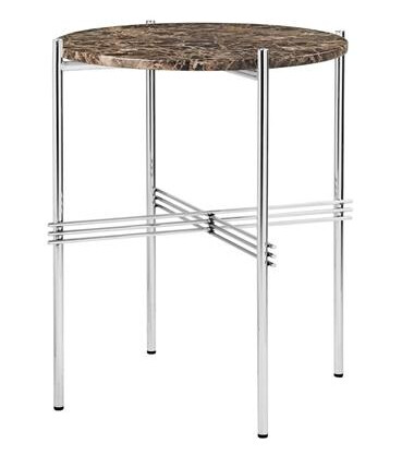 GUBI TS Sidebord Rundt Ø40 Polert Stål/brun Emperador Marmor