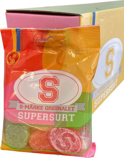 18 stk S merke Supersurt Orginal 80g Hel eske 1440g