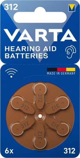 Varta 312 Høreapparatbatterier Engangsbatteri 6-pakning Zink-Luft 1.45 V