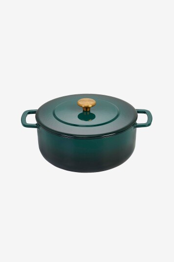 Combekk - Støpejernsgryte 28 cm Holly Green med gullknapp - Grønn