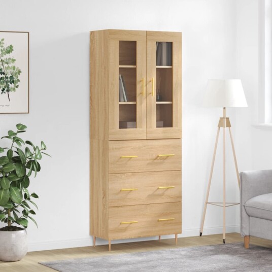 vidaXL Highboard sonoma eik 69,5x34x180 cm konstruert tre 8720845478186